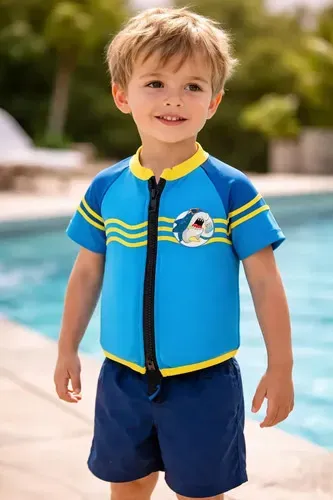 Colete Prolife Infantil Piscina Camisa Flutuadora Cor Crazy Shark Tamanho 8 Anos