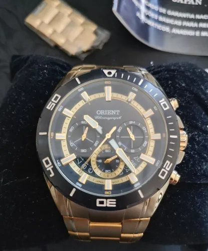 Relógio Orient masculino dourado MGSSC029 original