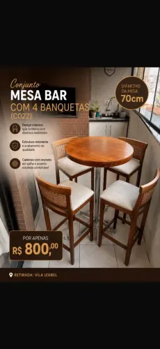 MESA BAR COM 4 BANQUETAS