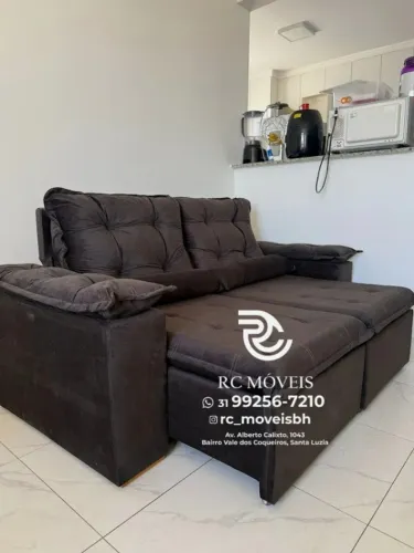 Sofá Retrátil e Reclinável 2m pillow 16cm  - revestimento veludo macio