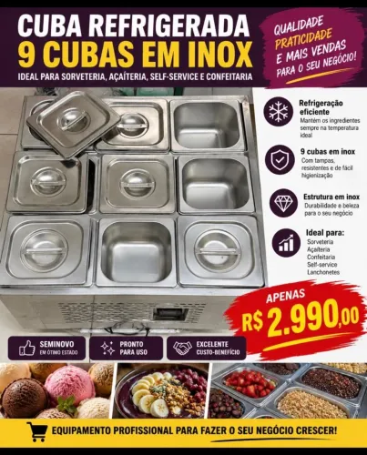 Cuba refrigerada em inox