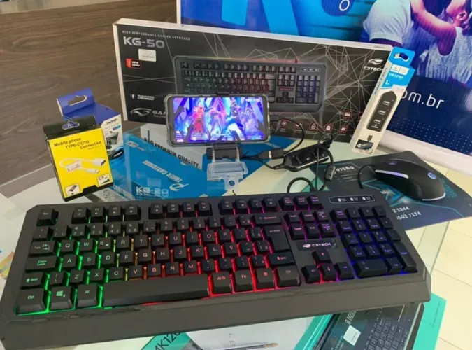 Kit Teclado e Mouse Gamer RGB - Mobiliador Games