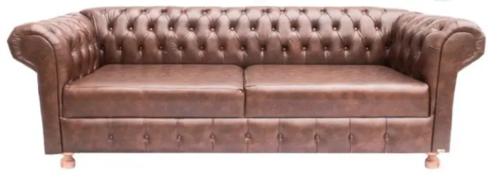 Sofá 2 Lugares de Couro Chesterfield