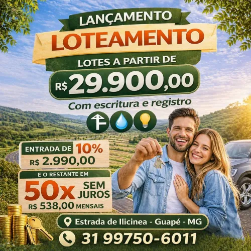 Lotes apartir de 1000 M2 entre a estrada Ilicínea Guapé MG