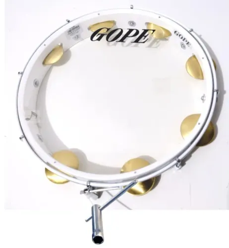 Pandeiro 12" Linha Super Leve Branco Profissional + Chave de Afinação - Gope
