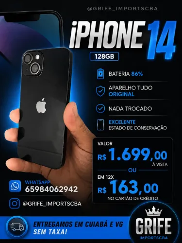 iPhone 14 128gb 86% tudo original nada trocado 