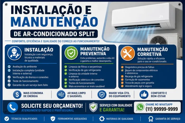 Instalação de ar condicionado split.