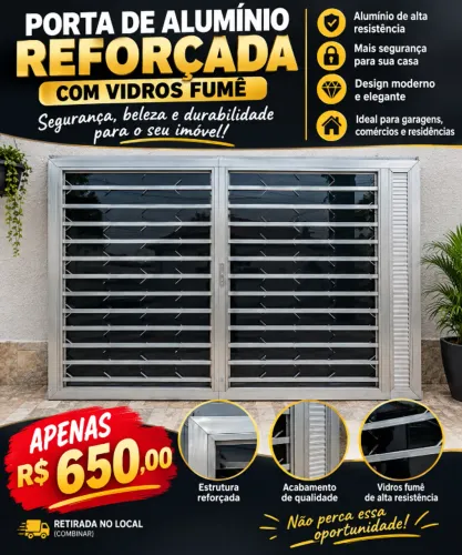 Vendo porta de aluminio com vidro fumê por 650,00 retirada em Vilar dos Teles