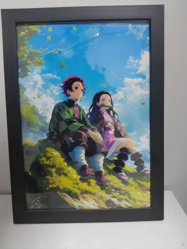 Quadro imoldurado da nezuko e tanjiro