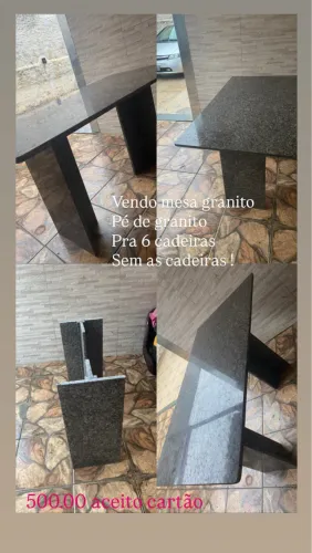 Mesa de granito com pés de granito