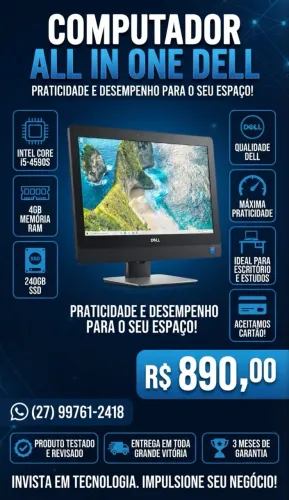 Computador All in One Dell Core i5 / 4GB / SSD 240GB - Garantia