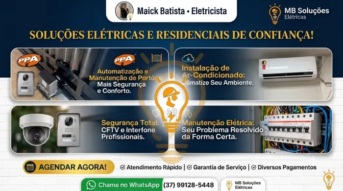Eletricista residencial - manutenção, portões, ar-condicionado e CFTV