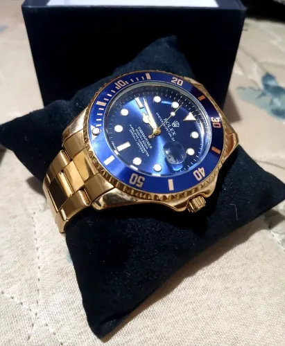 Relógio Rolex Submariner Perpetual Date Premium - Dourado com Azul