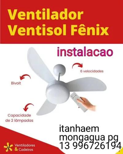 Ventilador de teto instalações  itanhaem