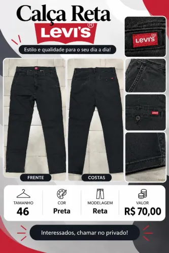 Calça Levi's Preta Reta Tamanho 46
