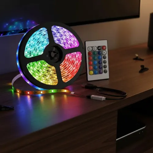 Fita LED RGB 5 Metros - Iluminação Colorida com Controle