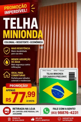 TELHA PVC MÍNIONDA CERÂMICA,240x91