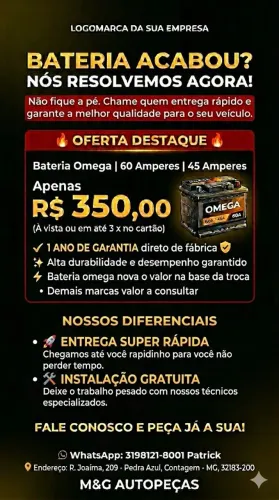 Bateria omega nova 350 na troca demais marcas a consulta 
