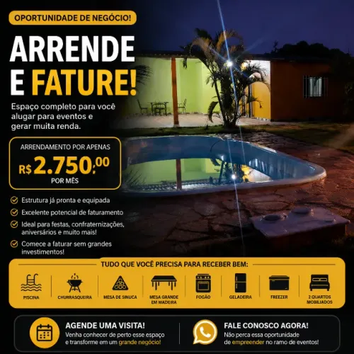 Arrendamento de Espaço para Eventos | Negócio Pronto para Faturar