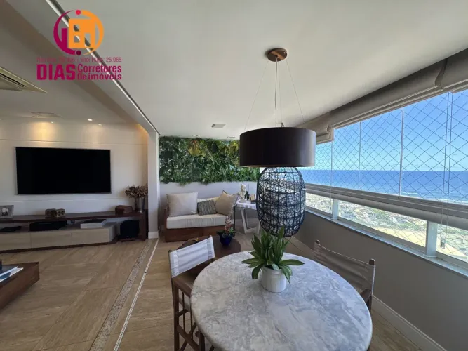 Alugo Apartamento mobiliado com 207m2, varanda gourmet vista mar, 3 suítes, 4 vagas, total