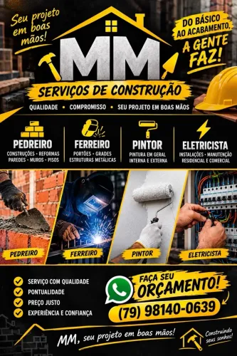 Pedreiro, pintor, eletricista e ferreiro