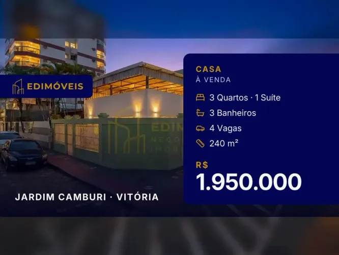Jardim Camburi: Casa de esquina 3 quartos, pronta para receber seu negócio!