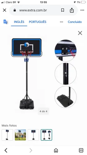 Cesta de basquete portátil, semi nova, ideal para condomínios, garagens e quintais