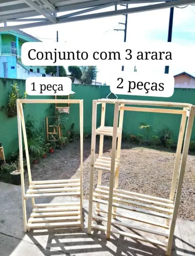 Conjunto de 3 araras (2 closets e 1 cabideiro)