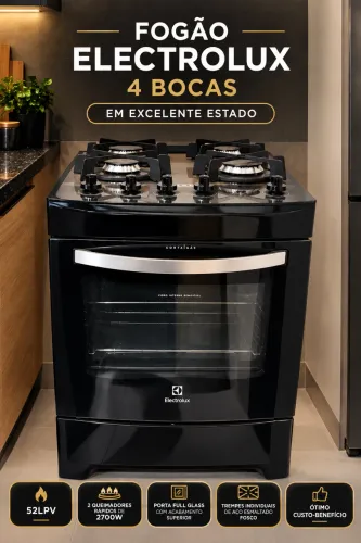 Fogão De Piso Electrolux 4 Bocas Mesa De Vidro 52lpv
