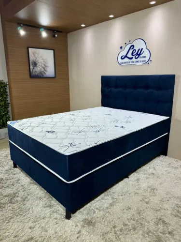 Cama casal molas ensacadas azul _ Entrega grátis Fortaleza