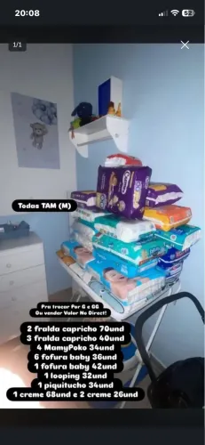 Fralda descartável tamanho M 6 pacotes