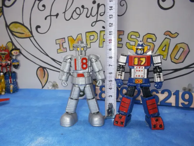Conjunto Robô Daitetsujin 17 & 18 10cm cada Impressão 3D. Sem articulações