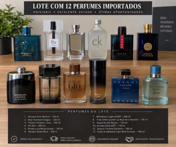 Lote contendo 14 perfumes originais de diversas marcas