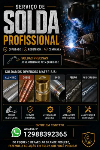 Solda de alumínio, ferro, aço, inox, bronze, latão, cobre