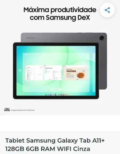 Tablet Samsung Galaxy Tab A11+ 128GB 6GB RAM WIFI Cinza<br>
