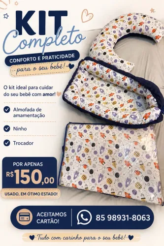 Kit bebê completo - Ninho, Trocador e Almofada de Amamentação