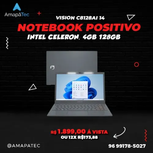 Notebook Positivo Vision C14 Intel Celeron 8GB 128GB