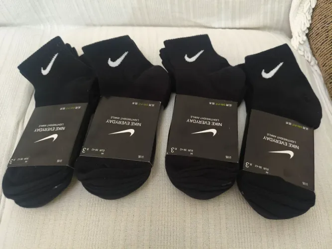Kit 12 pares de meia Nike preta cano médio