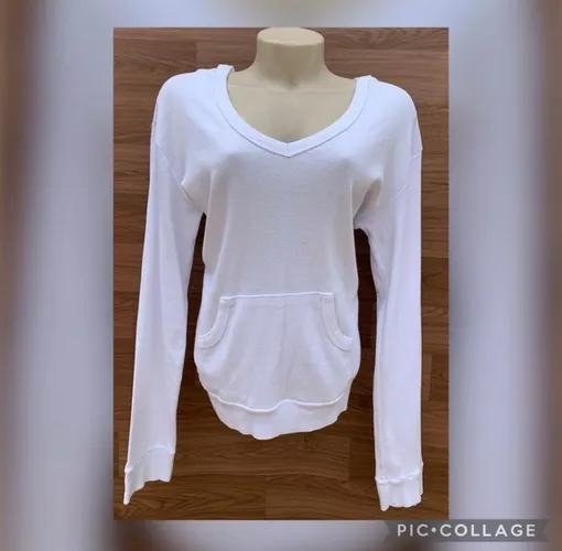 Blusa Malha Canguru Lisa Branca Feminina TAM G veste 40/42