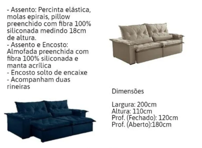 Sala sofá retrátil e reclinável
