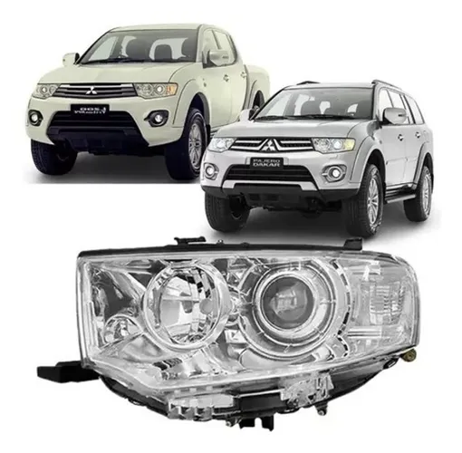 Farol Cromado Foco Duplo Pajero Dakar 2009 A 2015 Esquerdo