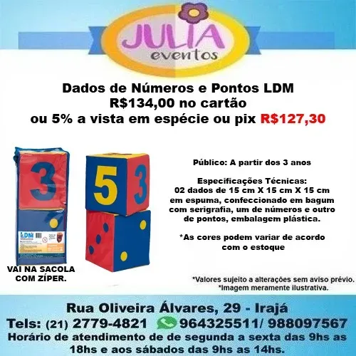 Dados de Números e Pontos Didático pedagógico infantil - Ldm