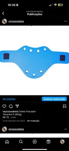 Colete Flutuador Tamanho P M G 