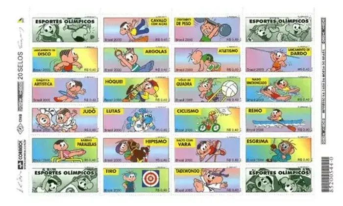 Selos Comemorativos Turma da Mônica Olimpíadas 2000 - 20 Unidades