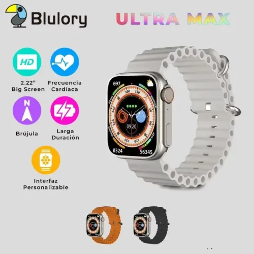 elógio Smartwatch Blulory Ultra MAX 49mm com 3 pulseiras Faz e Recebe Chamadas Novos Origi