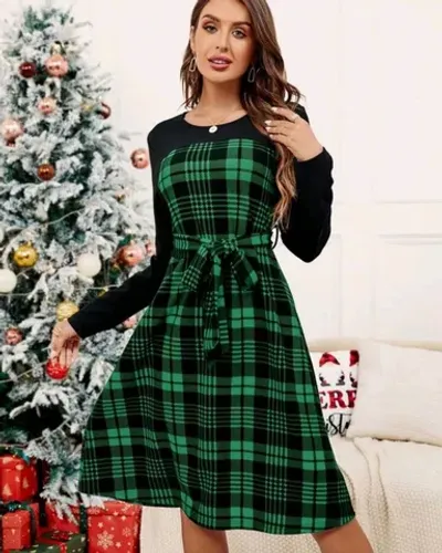 Vestido xadrez verde