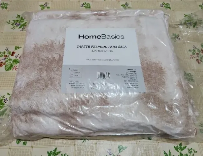 Tapete para Sala Felpudo 200x240cm Bege Peludo 4mm - Home Basics