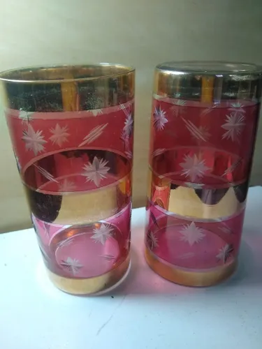   Copos  cristal lapidado lote com 2 unidades