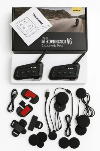 KIT COMPLETO de Intercomunicador radio para Capacete V6 moto