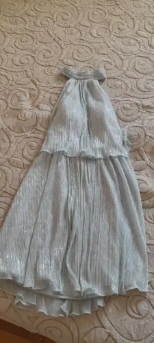 Vestido Plissado Cinza - Tamanho P